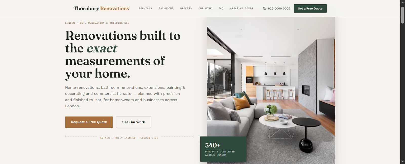 Renovation website demo screenshot